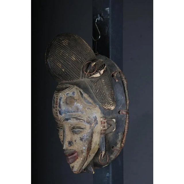 Brown Antique Carved Wooden Face Mask For Sale - Image 8 of 13