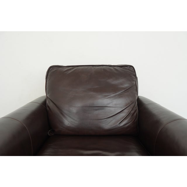 Pottery Barn Cameron Roll Arm Leather Chair For Sale - Image 9 of 13