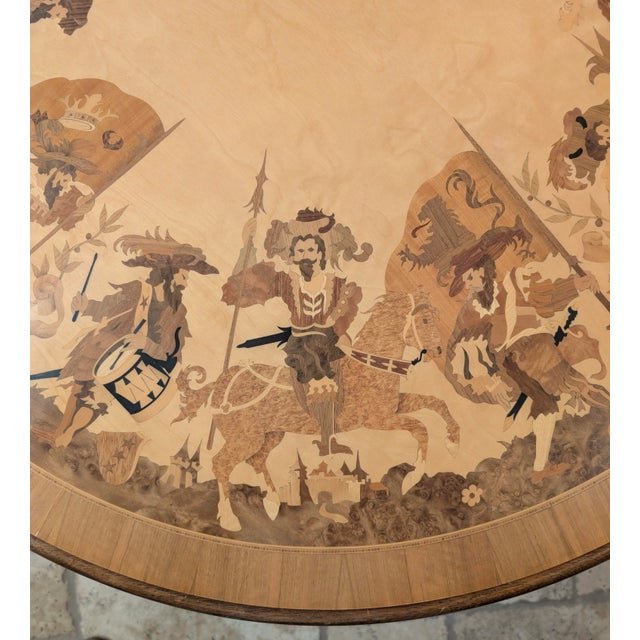 Mid-Century Modern Buchschmid & Gretaux Glass Top Marquetry Inlaid WoodTable For Sale - Image 3 of 13