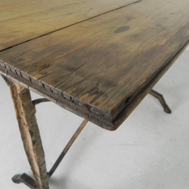Art Deco Bistro Table with Oak Top on Cast Iron Table, 1930s For Sale - Image 3 of 18