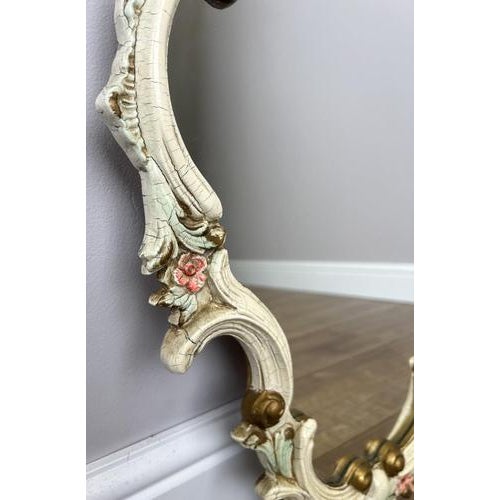 Vintage French Shabby Chic Ornate Wall Mirror For Sale - Image 6 of 12