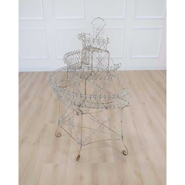 Metal English Mid-20th Century Semi-Circular Wirework Plant Stand For Sale - Image 7 of 11