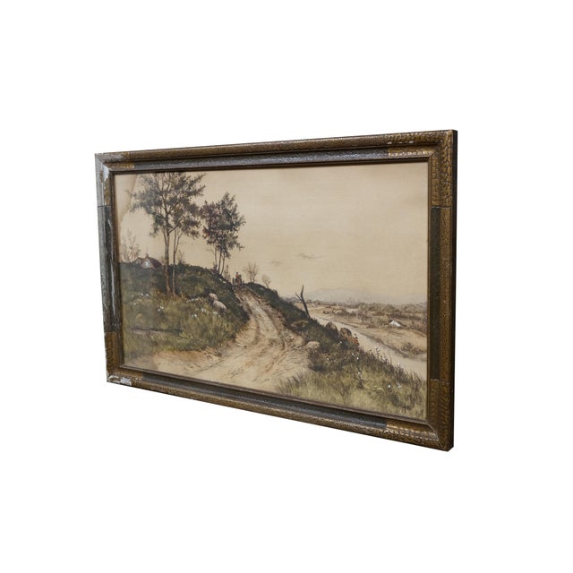 Victorian Antique George William Bohde on the Bluff Colored Landscape Etching 28" For Sale - Image 3 of 10