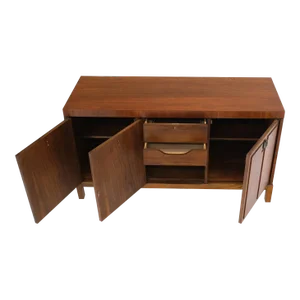 Three Doors Compartments Two Fitted Doors Walnut Mid Century Server Buffet