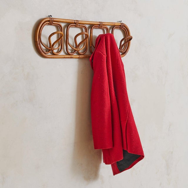 Franco Albini and Franca Helg Italian Bamboo Mounted Coat Rack Attribute to Franca Helg & Franco Albini, 1960s For Sale - Image 4 of 8