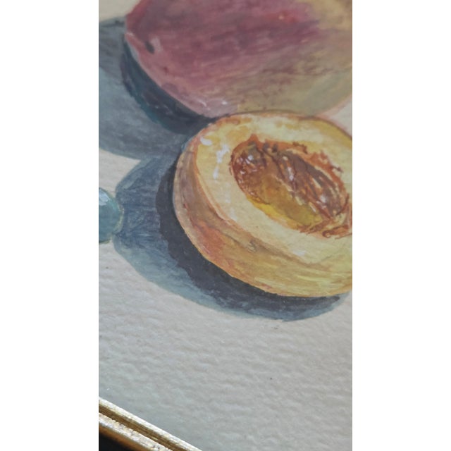 Wood Vintage Fruit Still-Life Art in Black and Gold Wood Frames — A Pair For Sale - Image 7 of 18