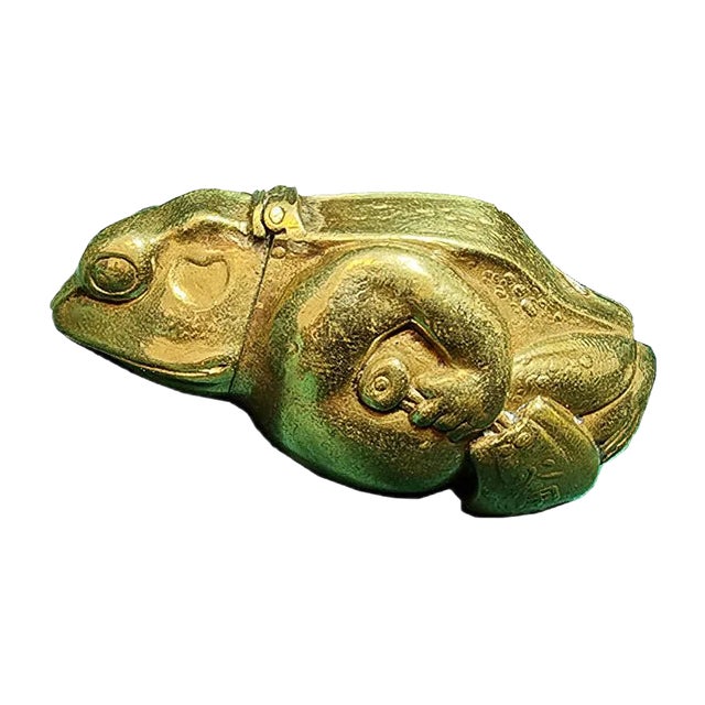 Antique Match Box Brass with Glass Eyes For Sale