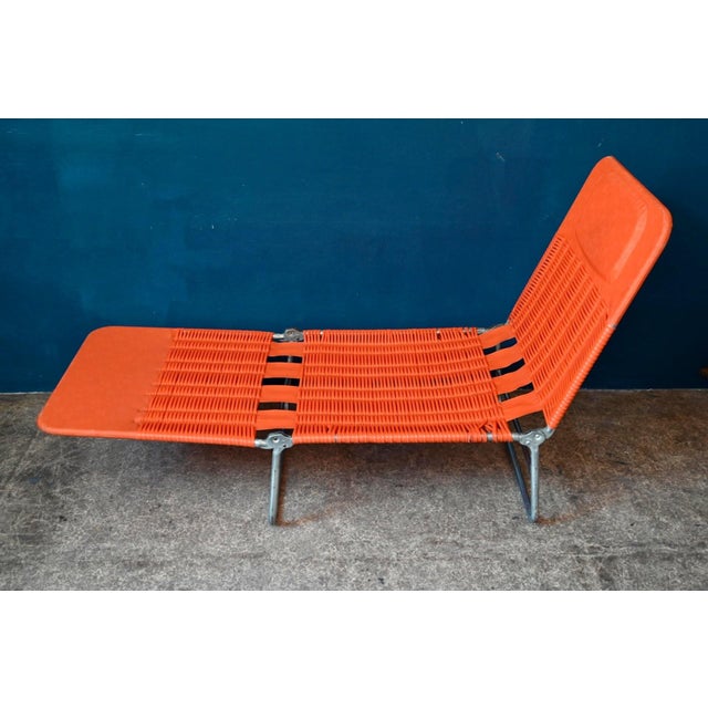 Metal Folding Deck Chair in Aluminum and Orange PVC by Kurz, 1960s For Sale - Image 7 of 18