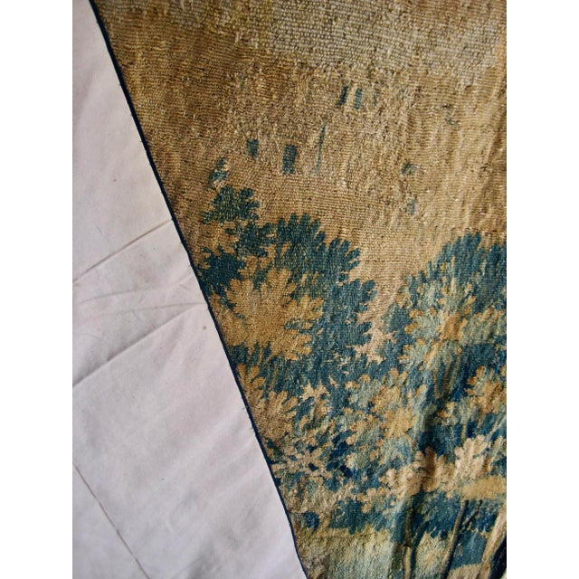 Flemish Tapestry Verdure Two Deers and a Castel Circa 1700 Hundreds For Sale - Image 13 of 13
