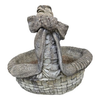 Vintage Cement Garden Planter Basket For Sale