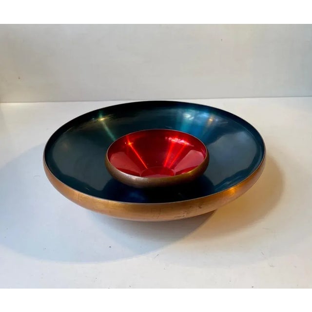 Danish Modern Copper and Enamel Bowls from Corona, 1960s, Set of 2 For Sale - Image 4 of 10