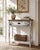 A quiet, hand-painted moment — two pairs of songbirds resting on branches, captured in a one-of-a-kind console table....