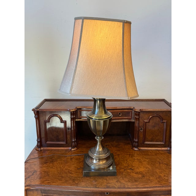 Vintage Stiffel Turned Brass Table Lamp For Sale In San Francisco - Image 6 of 12