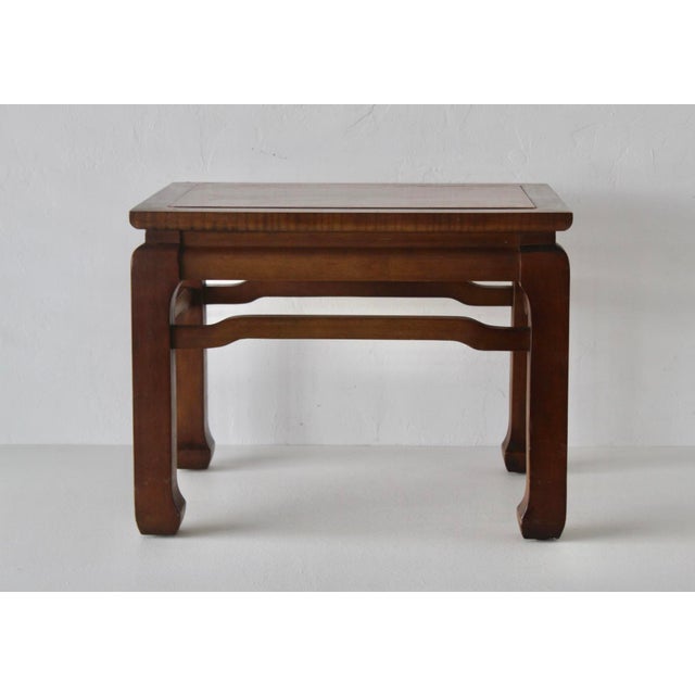 Brown Vintage Ming Style Convertible Side Table Stool Mid-Century For Sale - Image 8 of 15