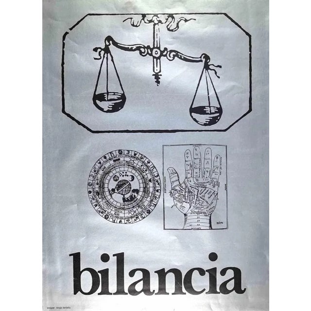 Zodiac sign bilancia is an offset vintage poster on silvery paper realized by sergio barletta. In good conditions the...