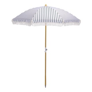 Bella 6.5 Ft Beach Fringed Umbrella, Green Bistro Stripe For Sale