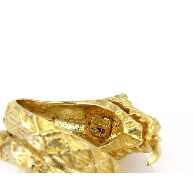 Metal Diamond Coiled Snake 10mm Wide Wrap 18k Yellow Gold Ring - Size 6.5 For Sale - Image 7 of 7