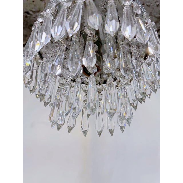 Vintage Tier Crystal Spear Chandelier With Hammered Chrome Crown For Sale In New York - Image 6 of 9