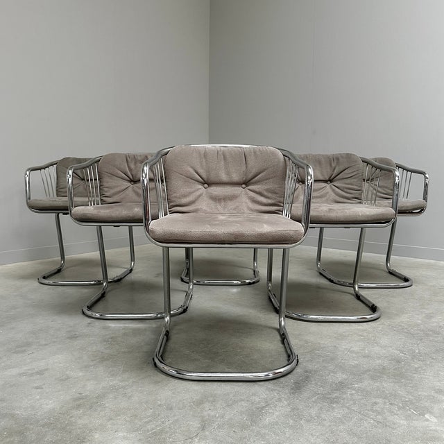 Gray Vintage Italian Dining Chairs by Gastone Rinaldi, 1970s, Set of 6 For Sale - Image 8 of 15