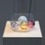 PANDORA PIU' table lamp, Tronconi production, designed by Gabriella Montaguti. Clear glass base with four colored glass...