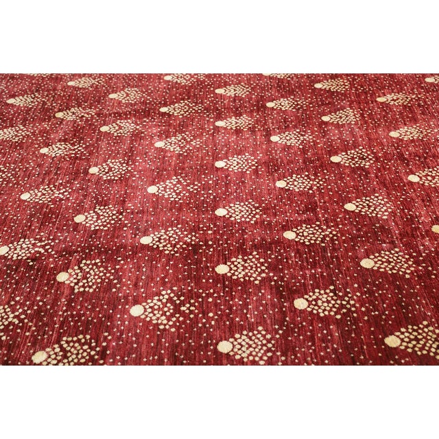 Textile 8x10 Hand-Knotted Afghan Wool "Shooting Star" Transitional Rug in Red & Gold For Sale - Image 7 of 8