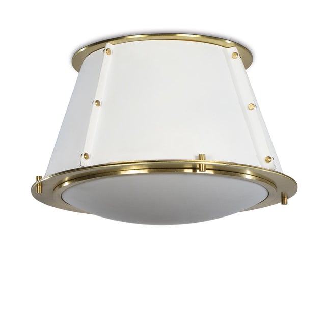 Metal Regina Andrew French Maid Flush Mount, White and Natural Brass For Sale - Image 7 of 7