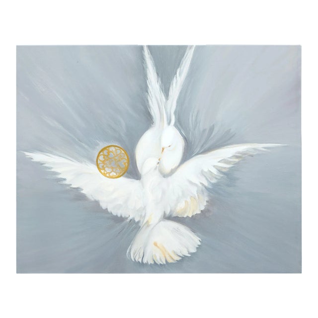 Mercedes Apararicio, 2 Colombe, 2021, Oil on Canvas For Sale