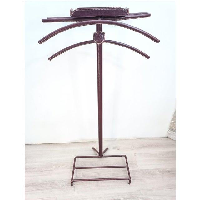 Leather Sheathed Bedroom Valet attributed to Jacques Adnet, 1950s For Sale - Image 12 of 12