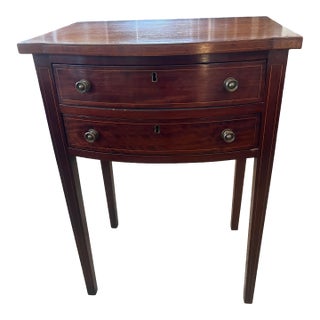 Mid 1800's Mahogany 2 Drawer Stand With Inlay Detail For Sale