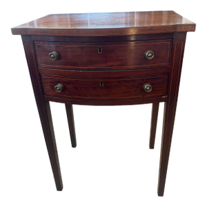 Mid 1800's Mahogany 2 Drawer Stand With Inlay Detail