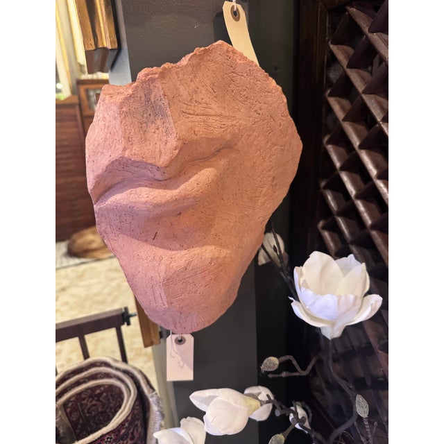 Peach 1980s Darryl Starr Half Face Clay Sculpture | Contemporary Ceramic Wall Sculpture [Pb] For Sale - Image 8 of 8
