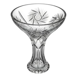 Crystal Vase Star Burst With Swirl; Wide Mouth, Vintage, Made in Germany For Sale