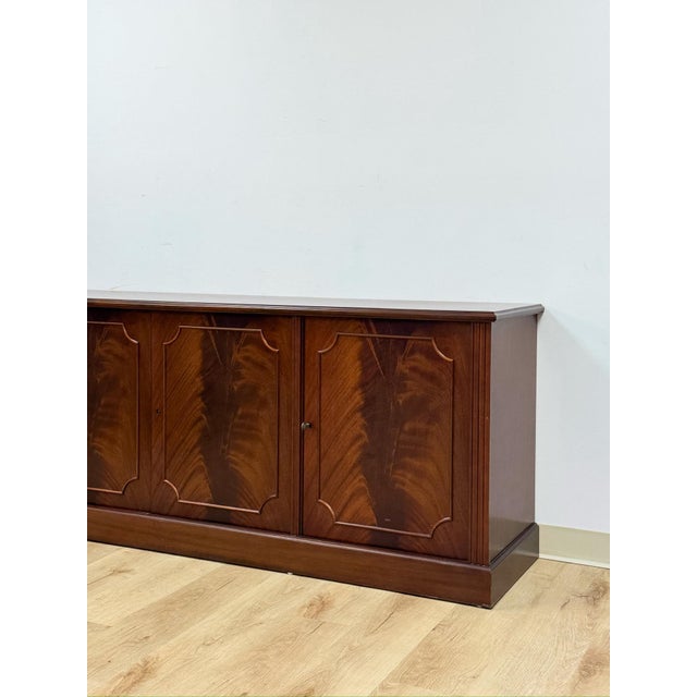 Mid 20th Century Aurora Mahogany Credenza Sideboard Locking Belgium Mid Century Transitional For Sale - Image 5 of 18