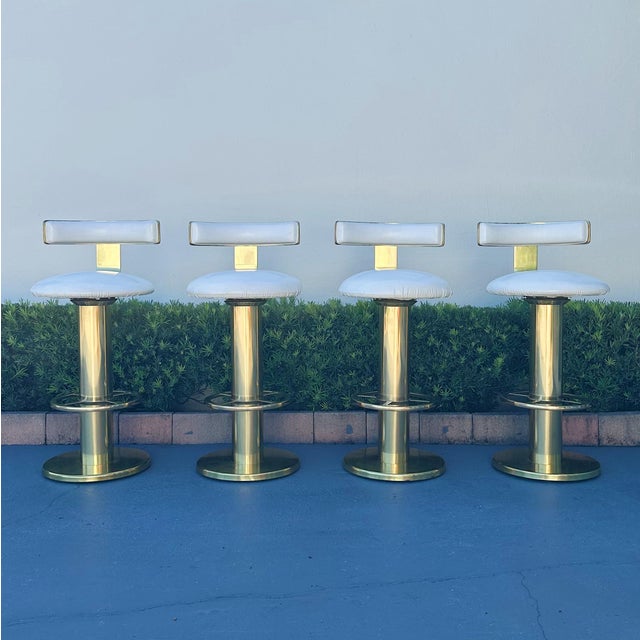 1980s Design for Leisure Brass Bar Stools, 1980s For Sale - Image 5 of 10