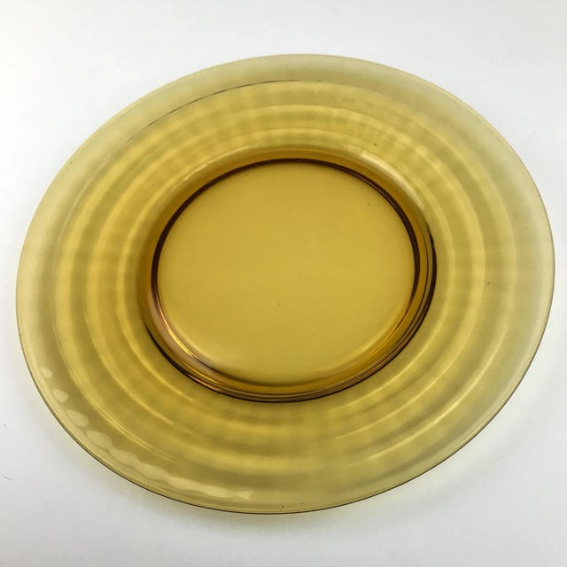 1940s 1940s Art Deco Amber Cut Glass Salad or Dessert Plates - a Pair For Sale - Image 5 of 7