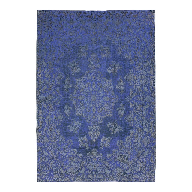 Antique Persian Purple Overdyed Wool Rug With Allover Rosette Pattern For Sale