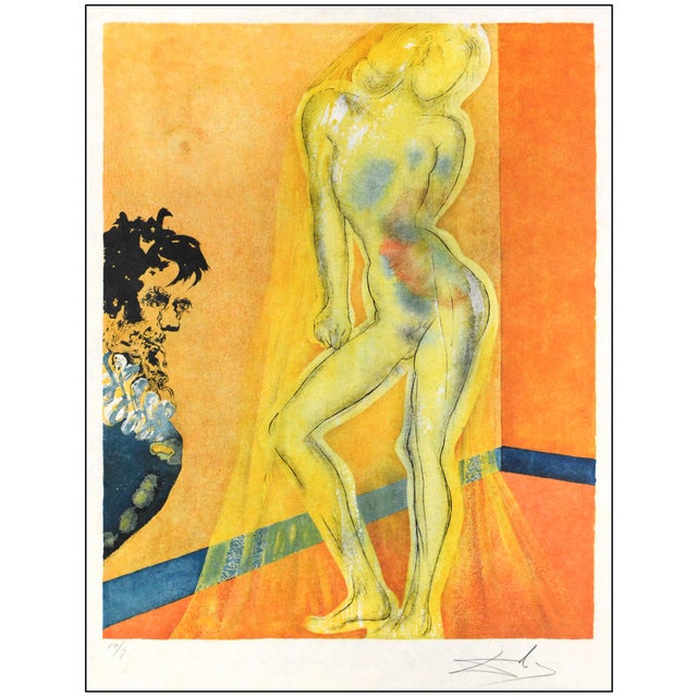Surrealism 1968 Allegory the Chevaliers Dream of Cecile Surreal Orange Lithograph Salvador Dalí For Sale - Image 3 of 7