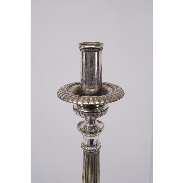 Antique Silver-Plated Church Candleholders, France, 1850s, Set of 2 For Sale - Image 3 of 15