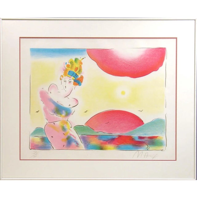 1970s Peter Max "Sunrise Ii" Pencil Signed & Numbered Custom Framed Vintage Lithograph For Sale - Image 5 of 7