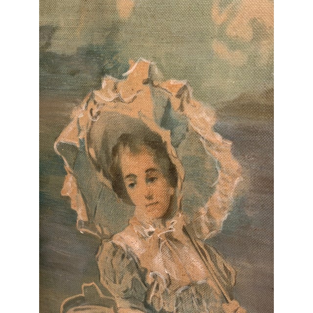 19th Century Napoleon III Style Three-Panel Painted Canvas Fireplace Screen For Sale - Image 12 of 15