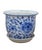Chinese Early 20th Century 2 Chinese Chinoiserie Blue & White Lotus Flower Planters Cachepots Jardinières For Sale - Image 3 of 16