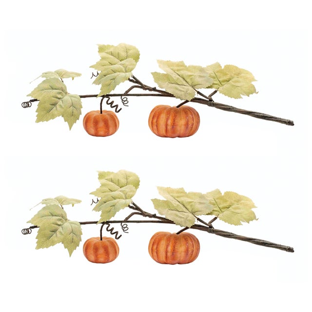 Bring the beauty of autumn indoors with this stunning set of Fall Pumpkin Vines. With rustic tones of green, orange, and a...