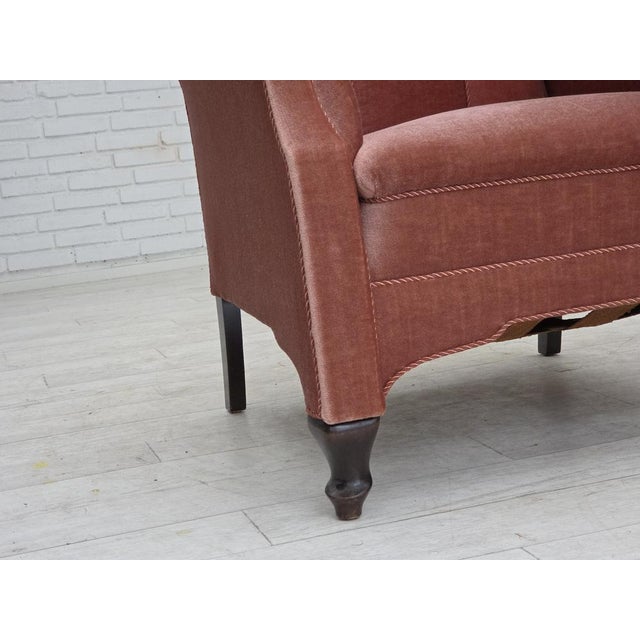 Danish Armchair in Velour and Oak, 1950s For Sale - Image 12 of 18