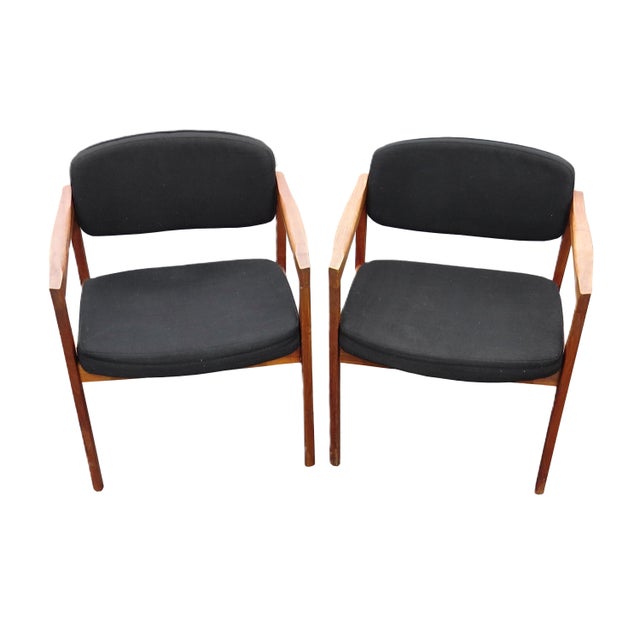 Vintage Mid Century Eck-Adams Walnut Armchairs - a Pair For Sale - Image 4 of 12