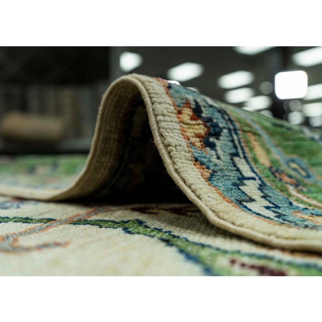 Green Oriental Hand Knotted Rug 9'1" x 11'5" #20647 For Sale - Image 8 of 8