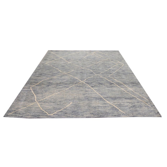 Moroccan Beni Ourain hand knotted rug with natural colors, contemporary style and soft texture.