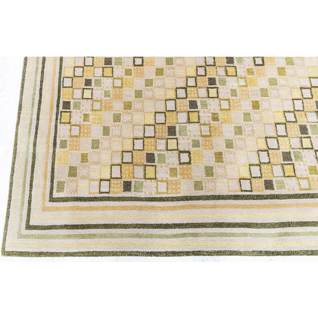 Early 21st Century Modern Swedish Geometric Hand-Knotted Silk & Wool Pile Rug by Doris Leslie Blau For Sale - Image 5 of 9