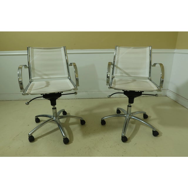 Modern Set 10 Herman Miller Style Modern Chrome Office Chairs For Sale - Image 3 of 13