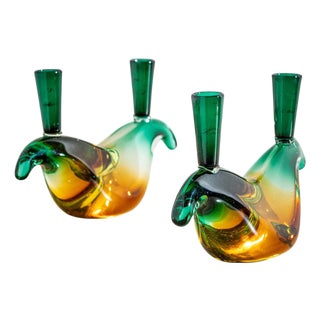 20th Century Murano Glass Candleholders by Flavio Poli for Seguso, Italy For Sale
