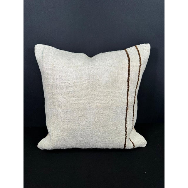 Turkish Hemp Pillow Cushion Natural Beige Brown Cushion Cover 20"x20" For Sale - Image 4 of 4